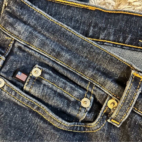 Polo Ralph Lauren Womens Low Rise Flared Boot Blue Jeans Sz 9/10 Stretch Denim - Picture 2 of 6